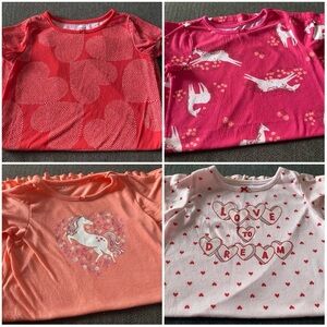 Unicorn and Hearts Kids Pajamas Set - Pink and Coral